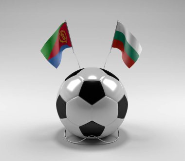 Eritre - Bulgaristan Futbol Bayrakları, Beyaz Arkaplan - 3D Hazırlama