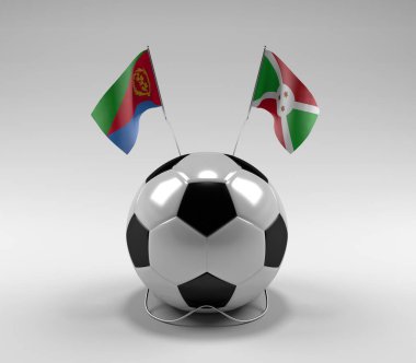 Eritre - Burundi Futbol Bayrakları, Beyaz Arkaplan - 3D Render