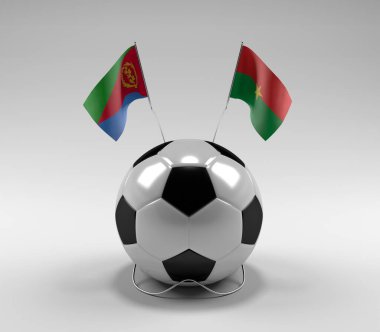Eritre - Burkina-Faso Futbol Bayrakları, Beyaz Arkaplan - 3D Render
