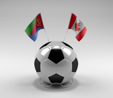 Eritre - Kanada Futbol Bayrakları, Beyaz Arkaplan - 3D Render