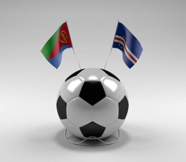Eritre - Cape-Verde Futbol Bayrakları, Beyaz Arkaplan - 3D Render