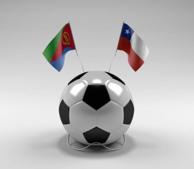 Eritre - Şili Futbol Bayrakları, Beyaz Arkaplan - 3D Render
