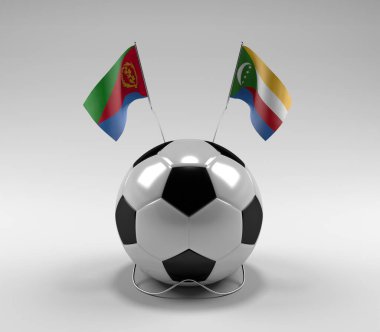 Eritre - Komoros Futbol Bayrakları, Beyaz Arkaplan - 3D Render