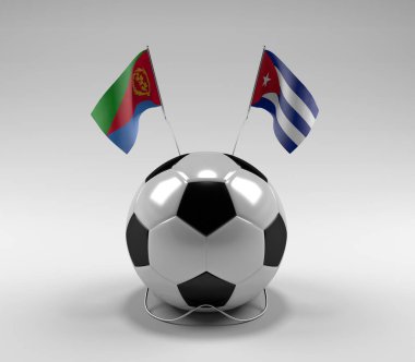 Eritre - Küba Futbol Bayrakları, Beyaz Arkaplan - 3D Render