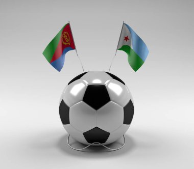 Eritre - Cibuti Futbol Bayrakları, Beyaz Arkaplan - 3D Render