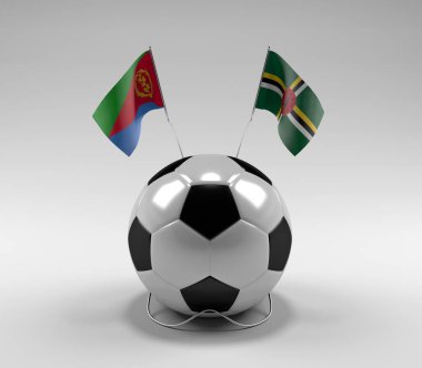 Eritre - Dominica Futbol Bayrakları, Beyaz Arkaplan - 3D Render