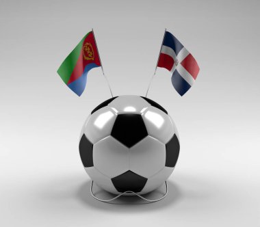 Eritre - Dominik Cumhuriyeti Futbol Bayrakları, Beyaz Arkaplan - 3D Render
