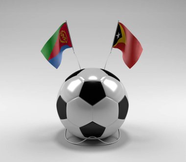 Eritre - Doğu Timor Futbol Bayrakları, Beyaz Arkaplan - 3D Render