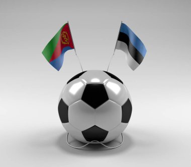 Eritre - Estonya Futbol Bayrakları, Beyaz Arkaplan - 3D Render