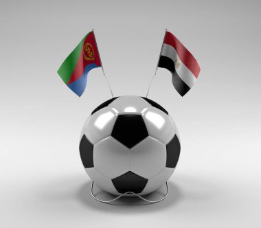 Eritre - Mısır Futbol Bayrakları, Beyaz Arkaplan - 3D Render