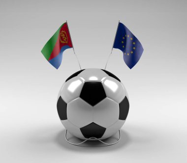 Eritre - Avrupa Birliği Futbol Bayrakları, Beyaz Arkaplan - 3D Render