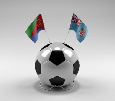Eritre - Fiji Futbol Bayrakları, Beyaz Arkaplan - 3D Render