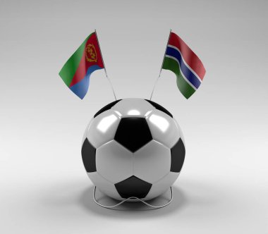 Eritre - Gambiya Futbol Bayrakları, Beyaz Arkaplan - 3D Render
