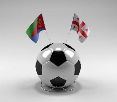Eritre - Gürcistan Futbol Bayrakları, Beyaz Arkaplan - 3D Render