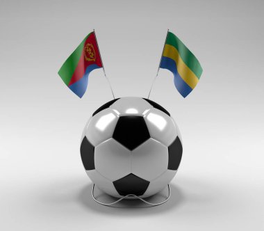 Eritre - Gabon Futbol Bayrakları, Beyaz Arkaplan - 3D Render