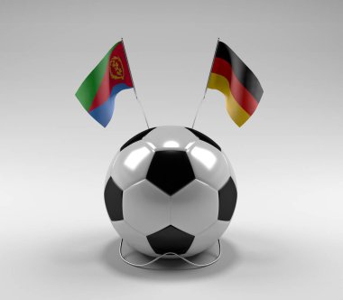 Eritre - Almanya Futbol Bayrakları, Beyaz Arkaplan - 3D Render