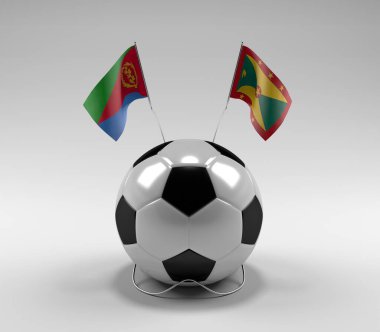 Eritre - Grenada Futbol Bayrakları, Beyaz Arkaplan - 3D Render