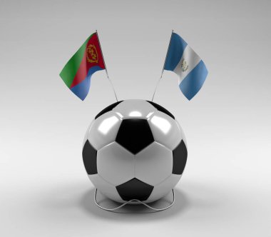 Eritre - Guatemala Futbol Bayrakları, Beyaz Arkaplan - 3D Render
