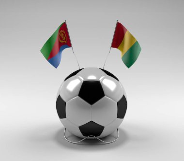 Eritre - Gine Futbol Bayrakları, Beyaz Arkaplan - 3D Render