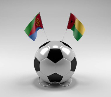 Eritre - Gine-Bissau Futbol Bayrakları, Beyaz Arkaplan - 3D Render