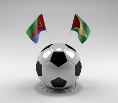 Eritre - Guyana Futbol Bayrakları, Beyaz Arkaplan - 3D Render
