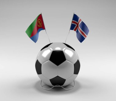 Eritre - İzlanda Futbol Bayrakları, Beyaz Arkaplan - 3D Render