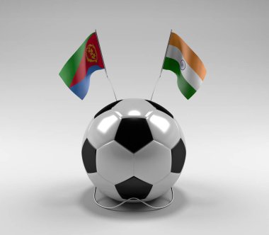 Eritre - Hindistan Futbol Bayrakları, Beyaz Arkaplan - 3D Render