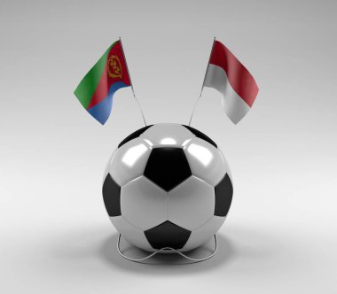 Eritre - Endonezya Futbol Bayrakları, Beyaz Arkaplan - 3D Render