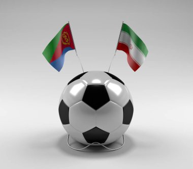 Eritre - İran Futbol Bayrakları, Beyaz Arkaplan - 3D Render