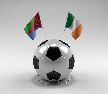 Eritre - İrlanda Futbol Bayrakları, Beyaz Arkaplan - 3D Render