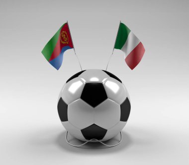 Eritre - İtalya Futbol Bayrakları, Beyaz Arkaplan - 3D Render