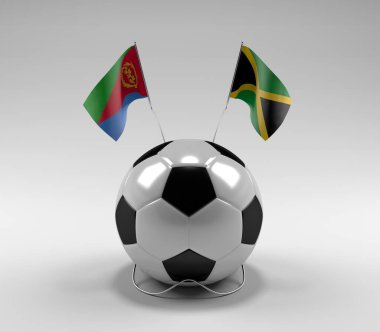 Eritre - Jamaika Futbol Bayrakları, Beyaz Arkaplan - 3D Render
