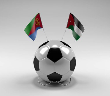 Eritre - Ürdün Futbol Bayrakları, Beyaz Arkaplan - 3D Render