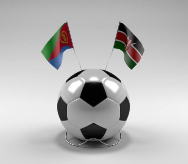 Eritre - Kenya Futbol Bayrakları, Beyaz Arkaplan - 3D Render