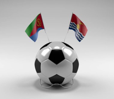 Eritre - Kiribati Futbol Bayrakları, Beyaz Arkaplan - 3D Render