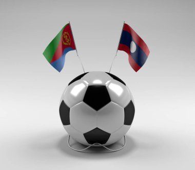 Eritre - Laos Futbol Bayrakları, Beyaz Arkaplan - 3D Render