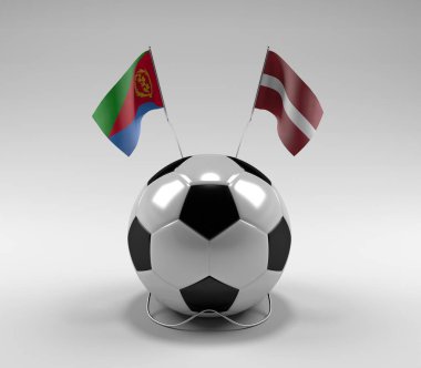 Eritre - Letonya Futbol Bayrakları, Beyaz Arkaplan - 3D Render