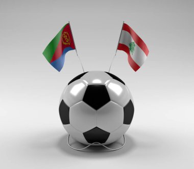 Eritre - Lübnan Futbol Bayrakları, Beyaz Arkaplan - 3D Render