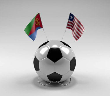 Eritre - Liberya Futbol Bayrakları, Beyaz Arkaplan - 3D Render