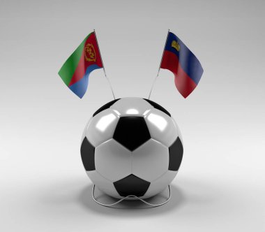 Eritre - Lihtenştayn Futbol Bayrakları, Beyaz Arkaplan - 3D Render
