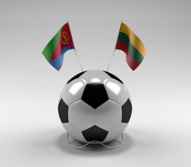 Eritre - Litvanya Futbol Bayrakları, Beyaz Arkaplan - 3D Render