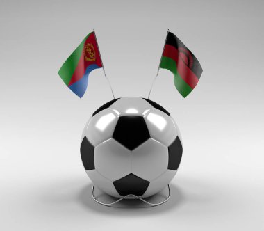 Eritre - Malawi Futbol Bayrakları, Beyaz Arkaplan - 3D Render