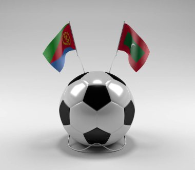 Eritre - Maldivler Futbol Bayrakları, Beyaz Arkaplan - 3D Render