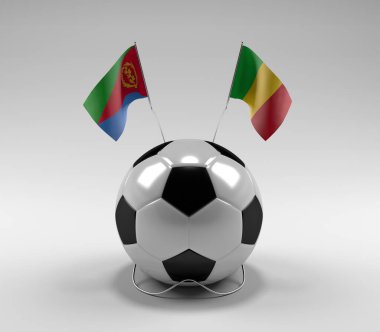 Eritre - Mali Futbol Bayrakları, Beyaz Arkaplan - 3D Render
