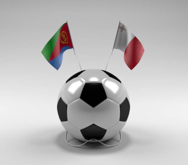 Eritre - Malta Futbol Bayrakları, Beyaz Arkaplan - 3D Render