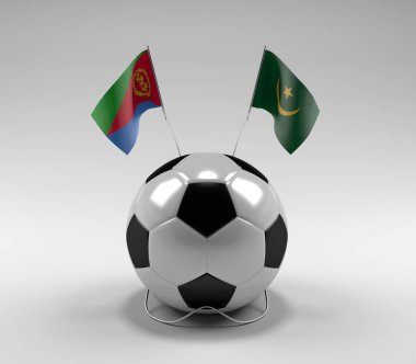 Eritre - Moritanya Futbol Bayrakları, Beyaz Arkaplan - 3D Render