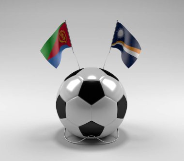 Eritre - Marshall Adaları Futbol Bayrakları, Beyaz Arkaplan - 3D Render