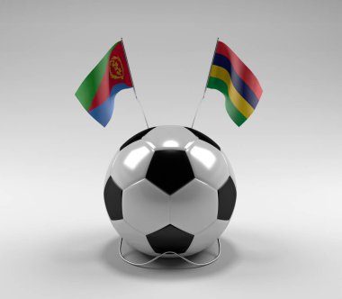 Eritre - Mauritius Futbol Bayrakları, Beyaz Arkaplan - 3D Render