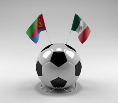 Eritre - Meksika Futbol Bayrakları, Beyaz Arkaplan - 3D Render