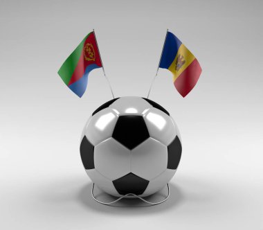 Eritre - Moldova Futbol Bayrakları, Beyaz Arkaplan - 3D Render
